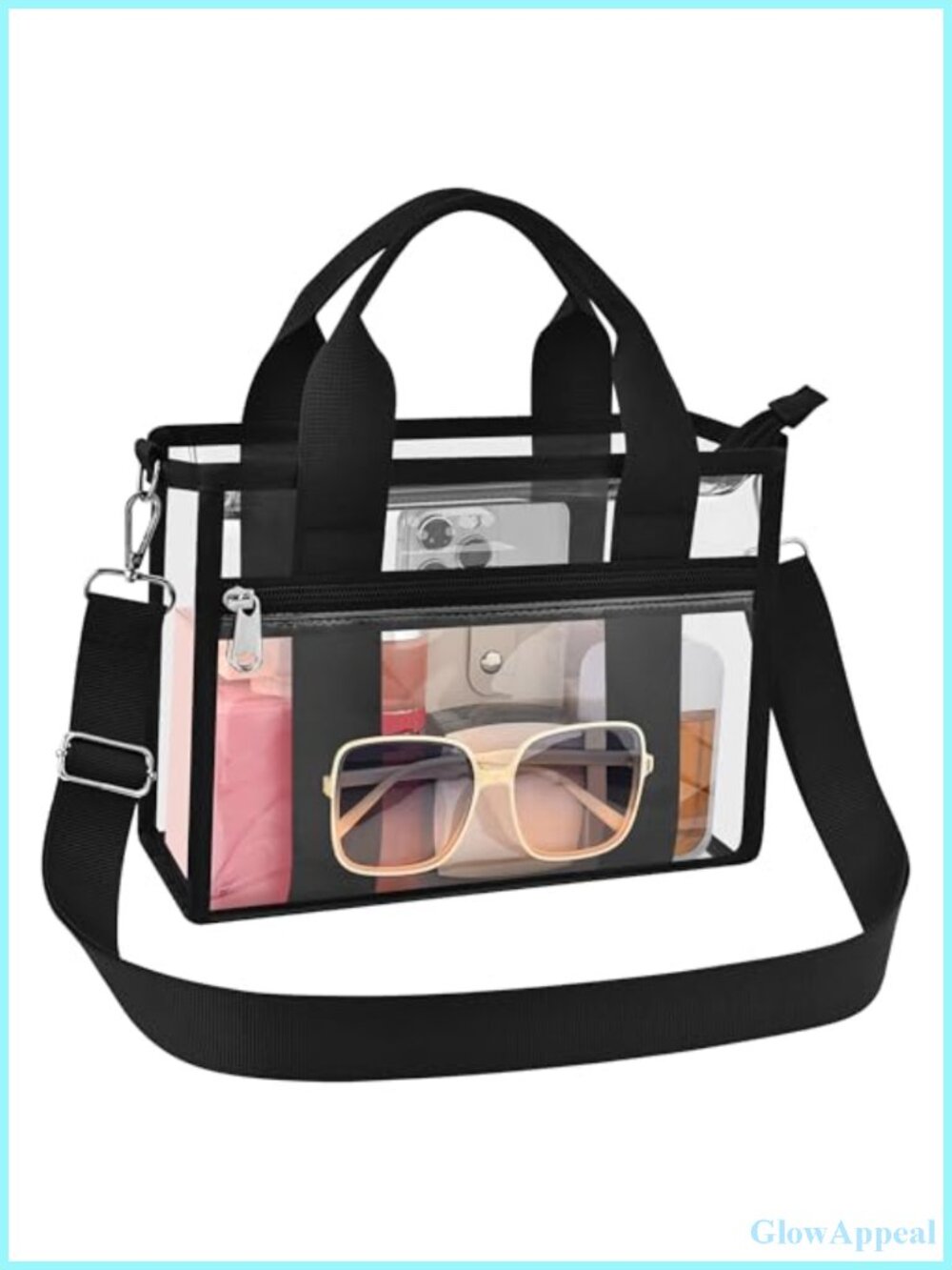 Clear PVC Tote Bag Stadium Approved Messenger Crossbody Sports Fan Purse